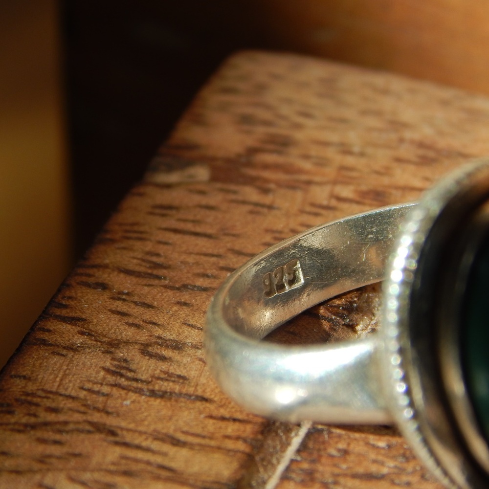Vintage Taxco Mexico Sterling Turquoise Ring 6.5 - Picture 3 of 8